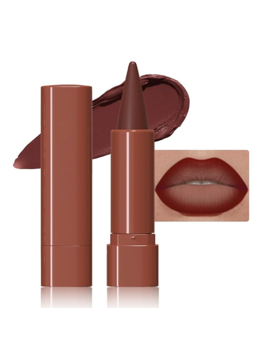 1Pcs-A08# Dark Wine Red Shimmery Metallic Cone-Tip Glitter Lipstick Lip Liner